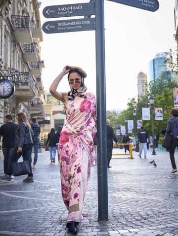 Pure Silk Printed Crepe Saree - Pink