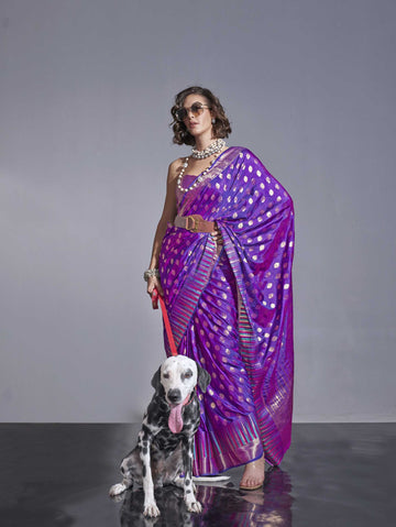 Handwoven Weaving Silk Saree - Purple