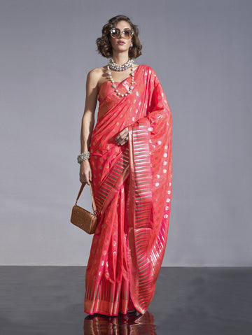Handwoven Weaving Silk Saree - Red