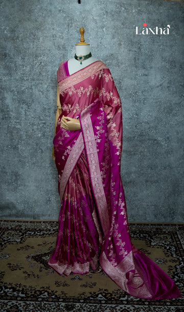 Pure Banarasi Katan Silk Saree – Dark & Light Pink