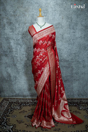 Pure Banarasi Katan Silk Saree – Red