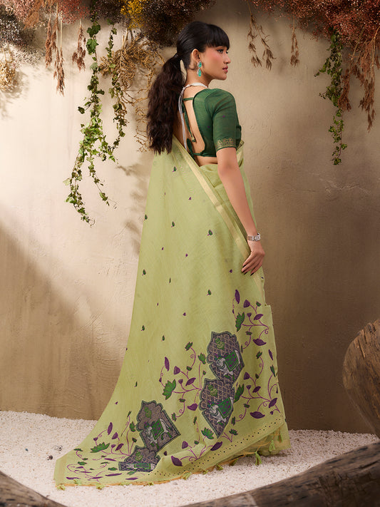 Saanjh – Pichwai Light  Green