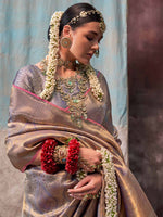 Woven Design Zari Kanjeevaram Saree - Light Gold