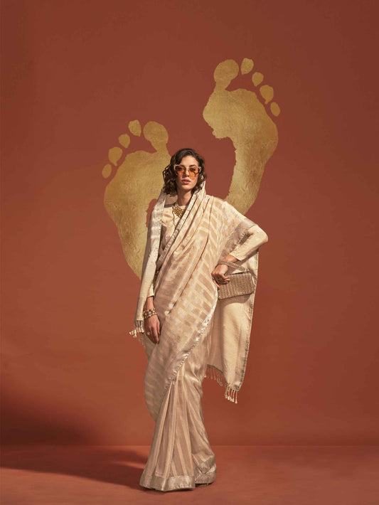 Pure Viscose Handloom Saree Collection - Beige