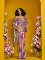 Elegant Pure Handloom Dharmavaram Mulberry Silk Saree - Lavender Pink