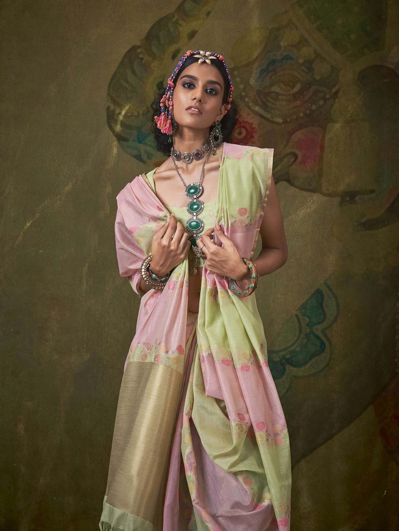 Elegant Pure Handloom Spun Rangkaat Silk Saree - Light Pink