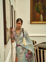 Modal Silk Saree with Kashmiri Pallu & Blouse - Light Blue