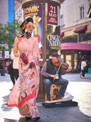 Pure Silk Printed Crepe Saree - Light Peach