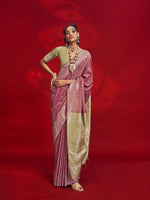 Contrast Ikkat Pallu Tussar Silk Handloom Saree - Maroon