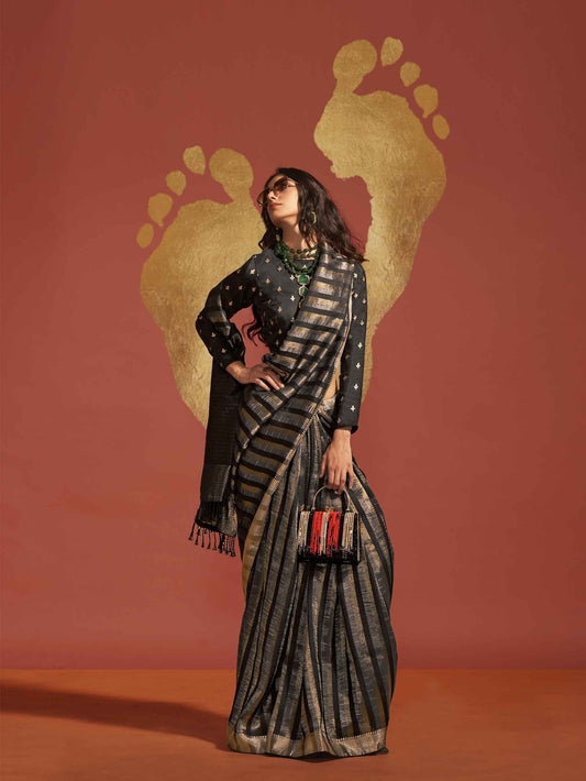 Pure Viscose Handloom Saree Collection - Black