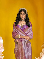 Elegant Pure Handloom Dharmavaram Mulberry Silk Saree - Purple Lavender