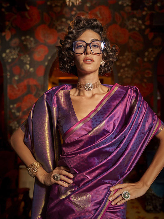 Handloom Weaving Silk Saree - Royal Purple