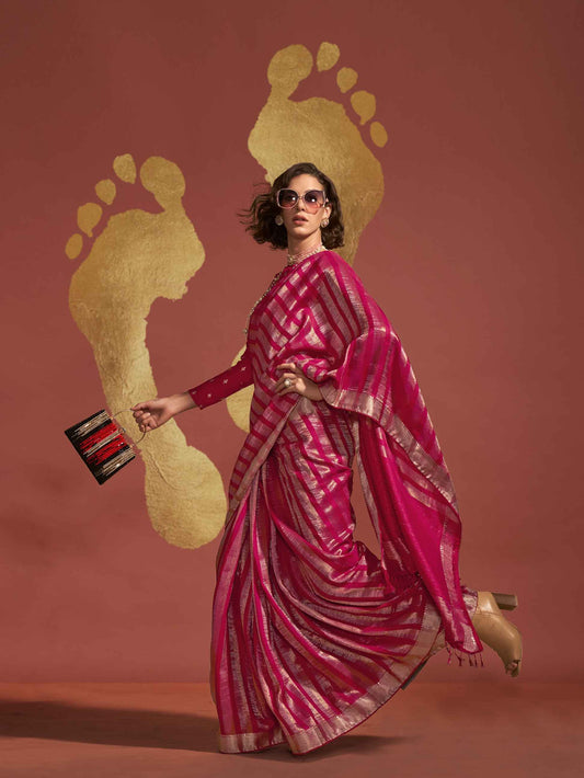 Pure Viscose Handloom Saree Collection - Dark Pink