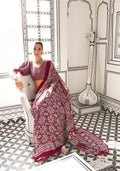 Ajrakh Printed Satin Saree - Red - - Laxha Clothing - www.laxhaclothing.com