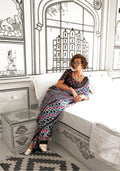 Ajrakh Printed Satin Saree - Blue & Red - - Laxha Clothing - www.laxhaclothing.com