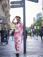 Pure Silk Printed Crepe Saree - Pink