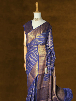 Violet Pure Khaddi Georgette Banarasi Silk Saree