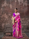 Ethnic Zari Silk Blend Banarasi Saree - Rani