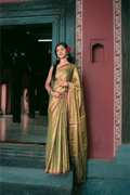 Metallic Tissue Saree - Honey Gold - - Laxha Clothing - www.laxhaclothing.com