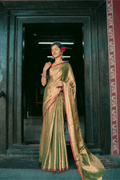Metallic Tissue Saree - Honey Gold - - Laxha Clothing - www.laxhaclothing.com