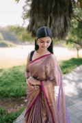 Metallic Tissue Saree - Mauve - - Laxha Clothing - www.laxhaclothing.com
