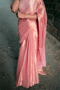 Metallic Tissue Saree - Rose Gold - - Laxha Clothing - www.laxhaclothing.com