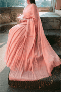Metallic Tissue Saree - Rose Gold - - Laxha Clothing - www.laxhaclothing.com