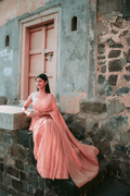 Metallic Tissue Saree - Rose Gold - - Laxha Clothing - www.laxhaclothing.com