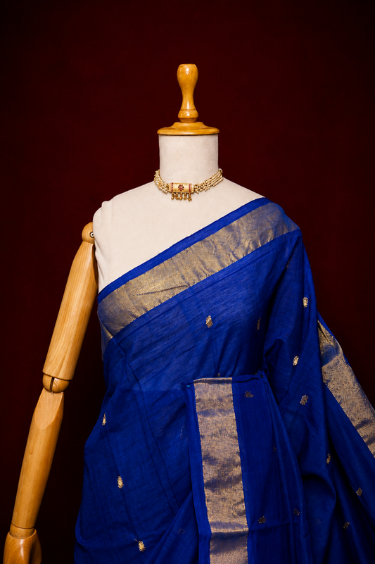 Blue Handwoven Pichwai Cotton Paithani