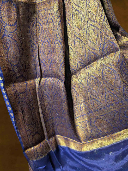 Violet Pure Khaddi Georgette Banarasi Silk Saree