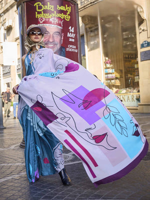 Pure Silk Printed Crepe Saree - Celestial Blue
