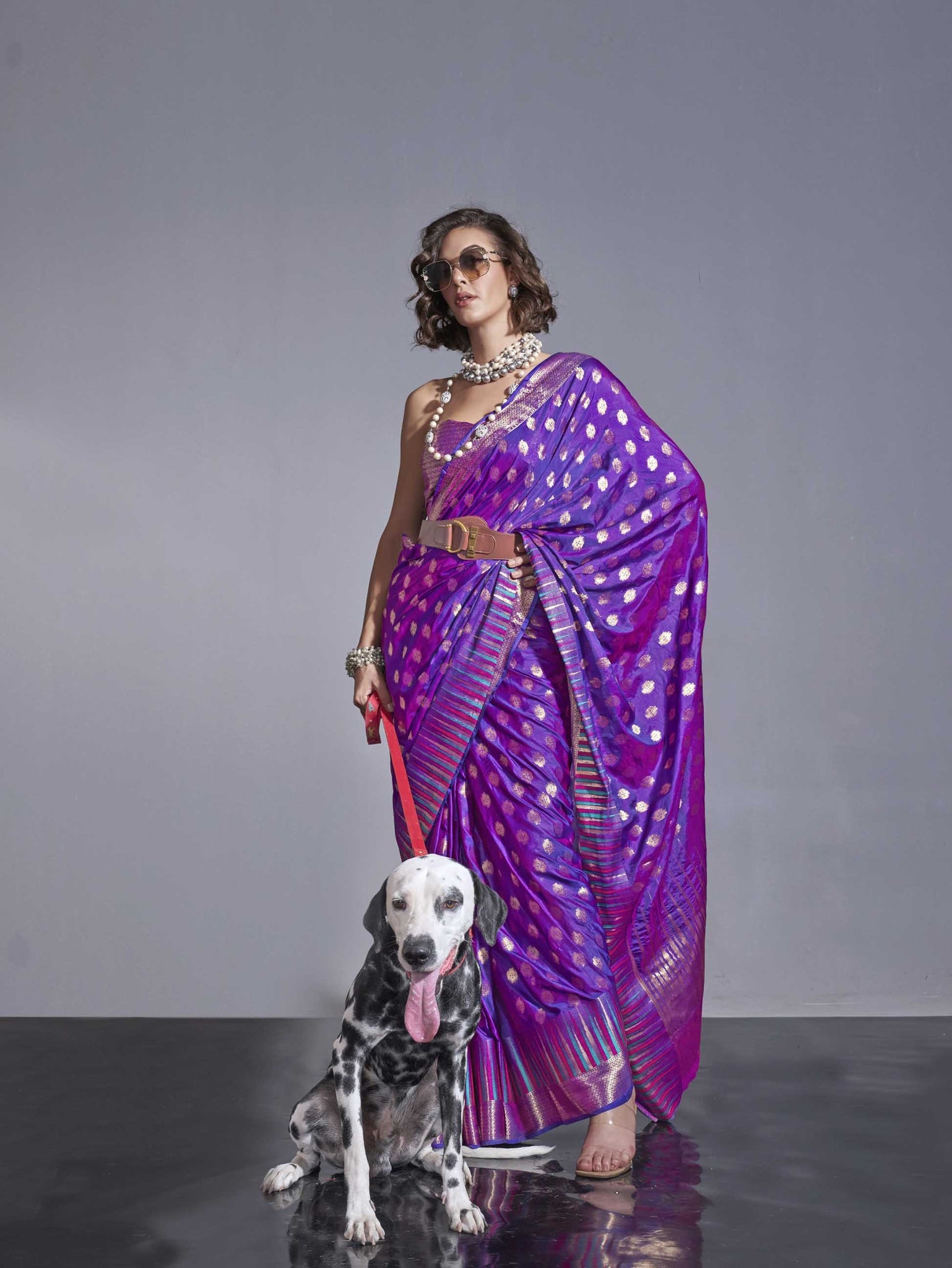 Handwoven Weaving Silk Saree - Purple