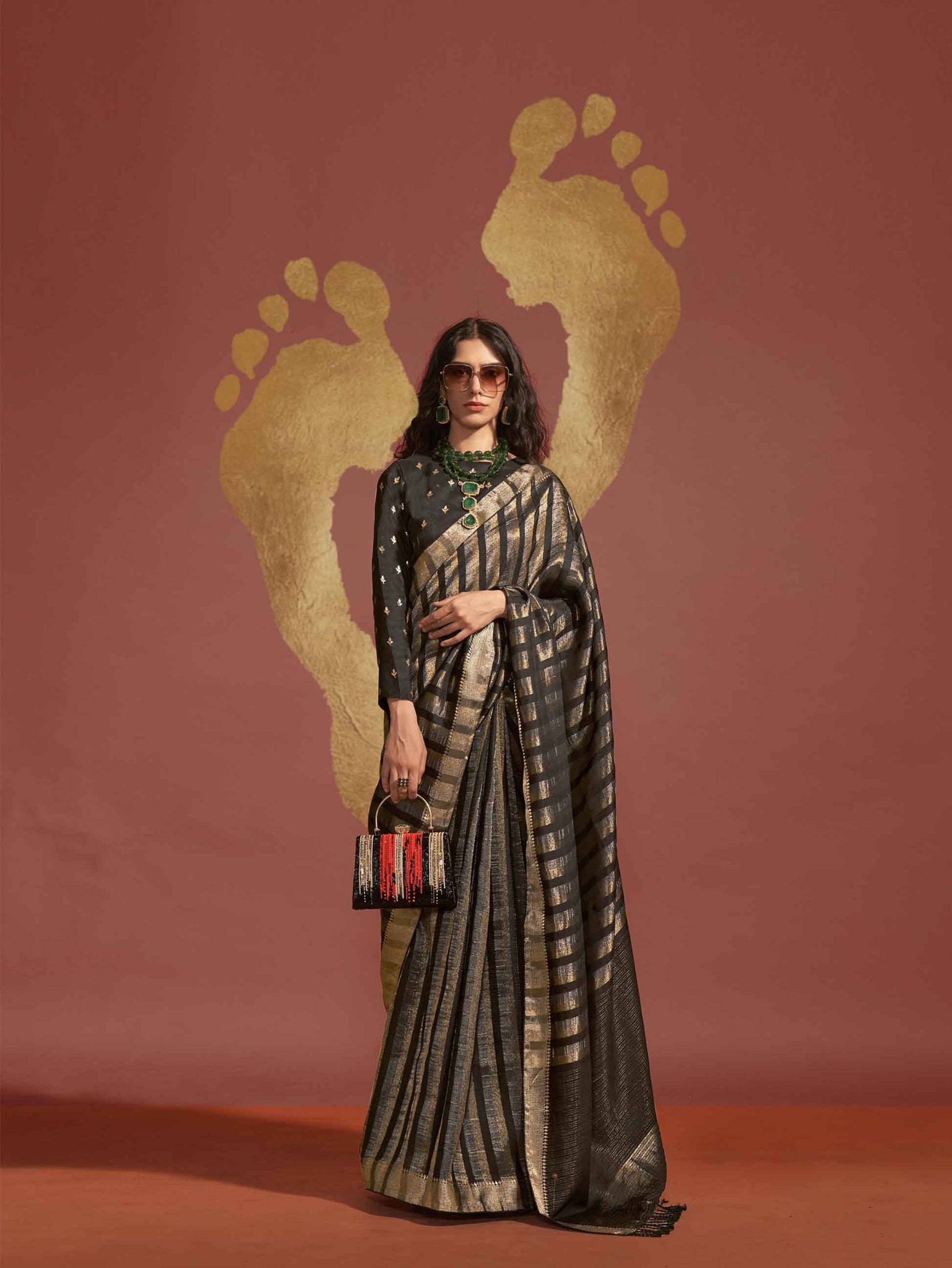 Pure Viscose Handloom Saree Collection - Black