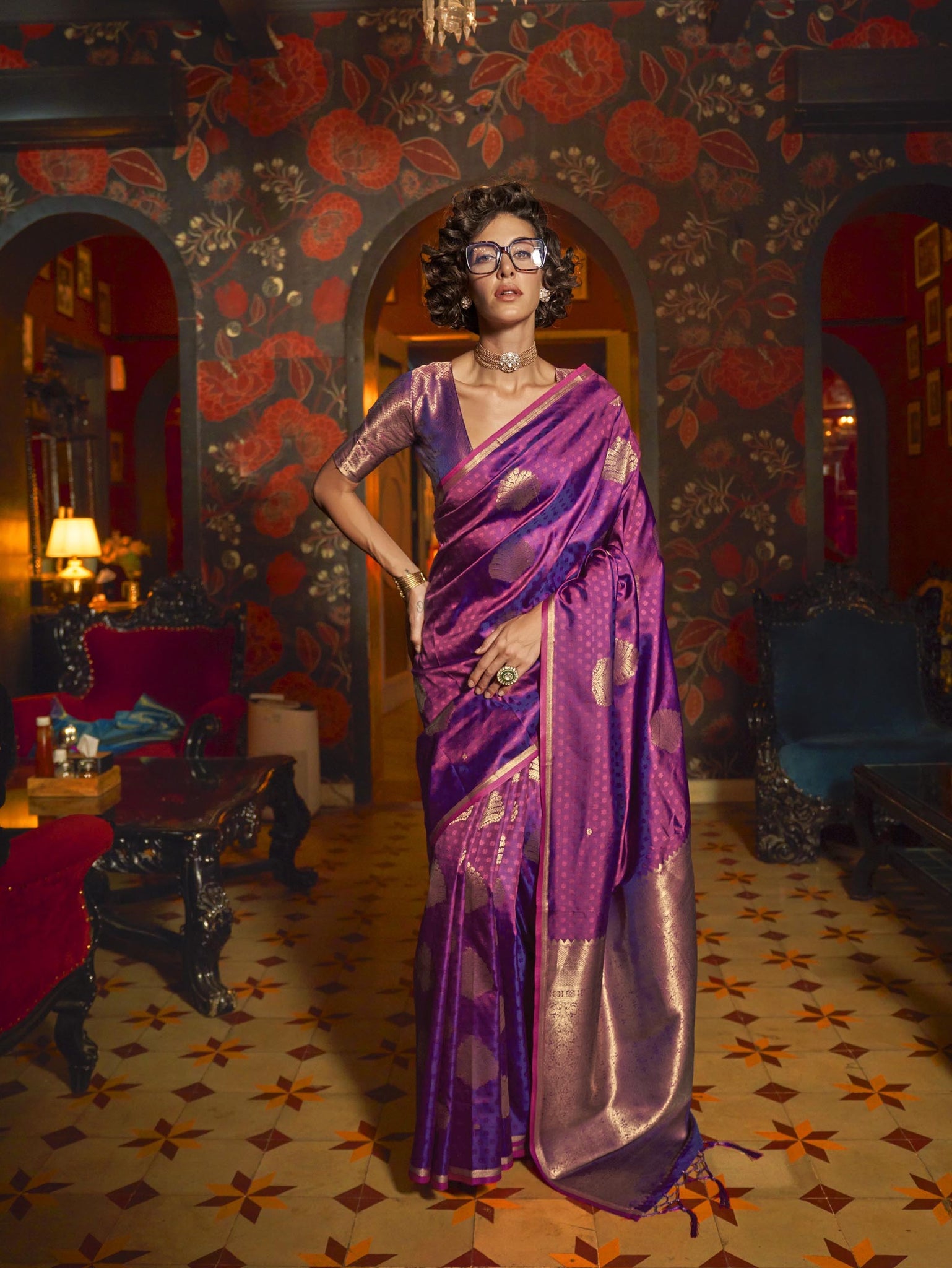Handloom Weaving Silk Saree - Royal Purple