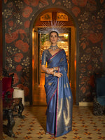 Handloom Weaving Silk Saree - Indigo Blue