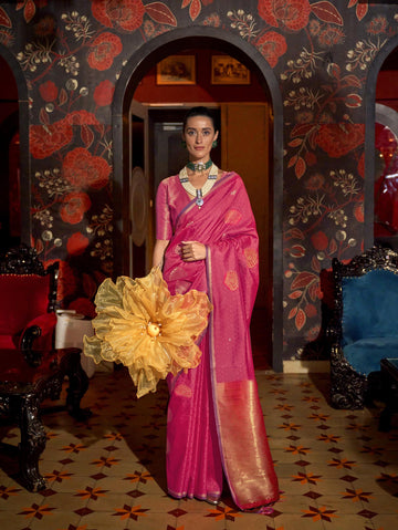 Handloom Weaving Silk Saree - Fuchsia Pink