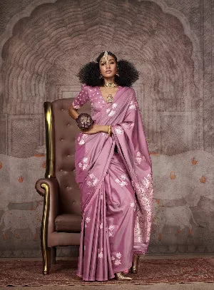 Traditional Pichwai Banarasi Saree - Rose Pink