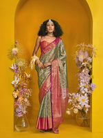 Elegant Pure Handloom Dharmavaram Mulberry Silk Saree - Green Rani