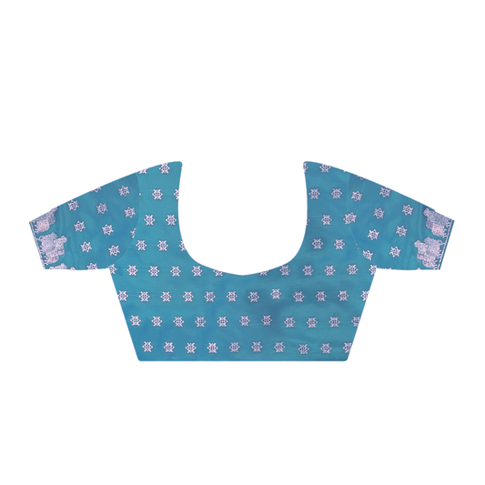 Traditional Pichwai Banarasi Saree - Teal Mist