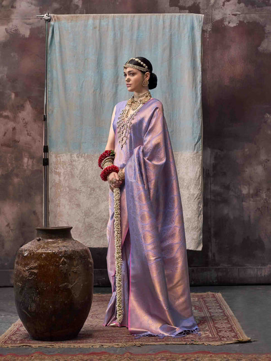 Woven Design Zari Kanjeevaram Saree - Lavender