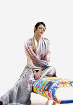 Luxe Satin Printed Saree - Grey