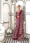 Ajrakh Printed Satin Saree - Red - - Laxha Clothing - www.laxhaclothing.com