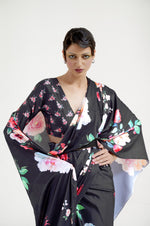 Luxe Satin Printed Saree - Black