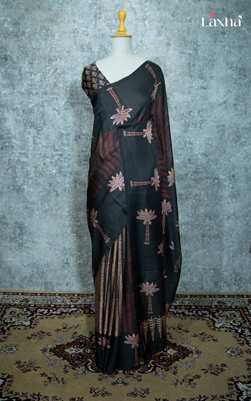 Everyday Ajrakh Printed Saree - Black