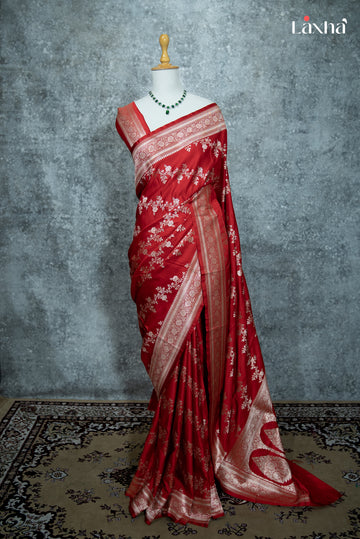 Pure Banarasi Katan Silk Saree – Red