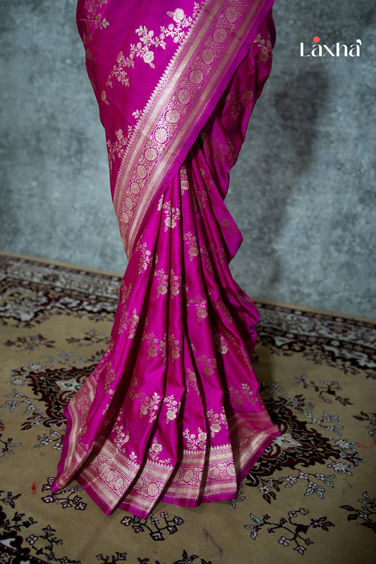 Pure Banarasi Katan Silk Saree – Magenta