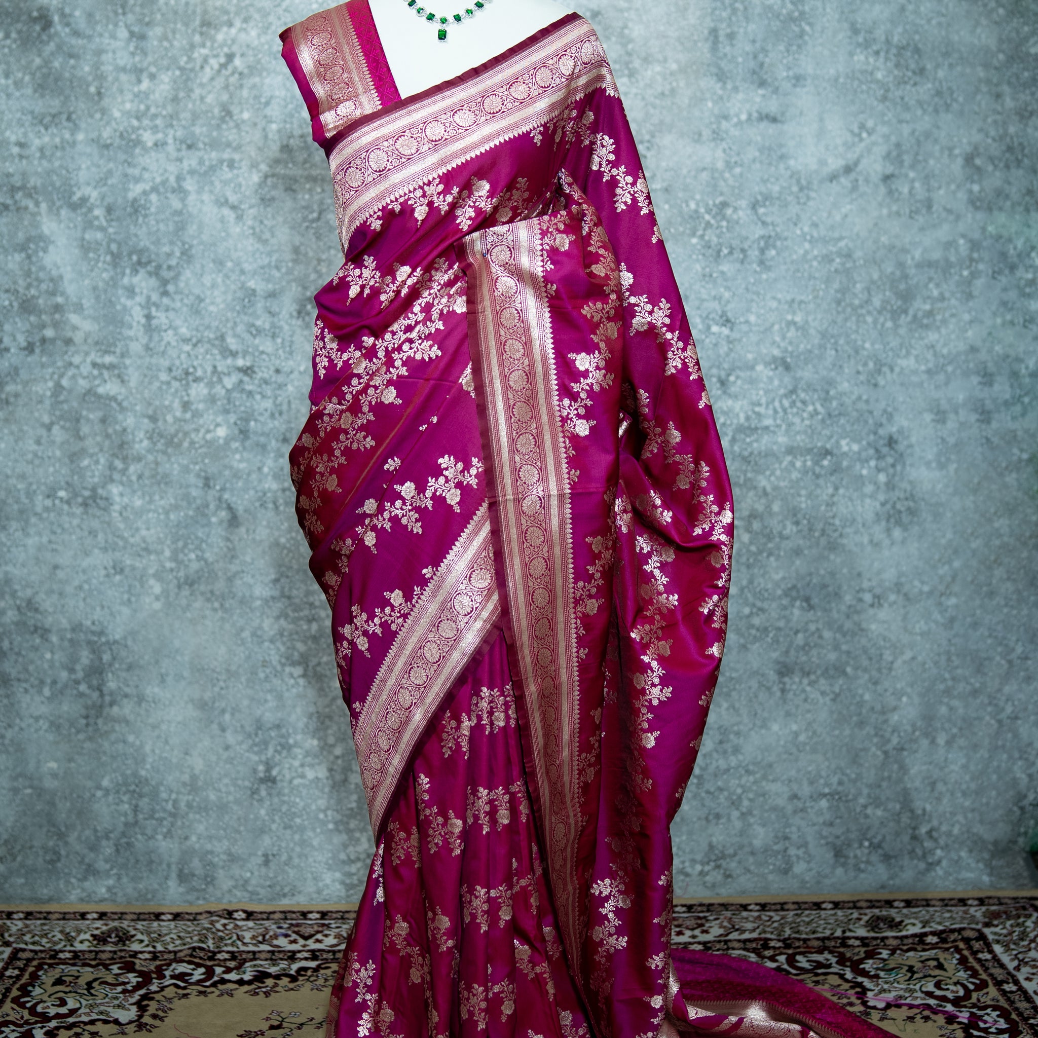 Pure Banarasi Katan Silk Saree – Rani Pink