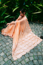 Pure Banarasi Tissue Silk with Hand Embroidered Kardana Border - Golden Yellow