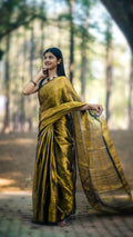 Metallic Tissue Saree - Bronze Gold - - Laxha Clothing - www.laxhaclothing.com