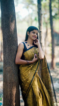 Metallic Tissue Saree - Bronze Gold - - Laxha Clothing - www.laxhaclothing.com